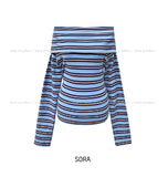 Pop Stripe Off Shoulder Long Sleeve