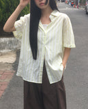 [MADE] Vines Stripe See-through Short Sleeve Shirt