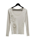 Rose Applique Deep Round Tee