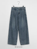 [unisex] Laryuki Pintuck Denim Wide Pants