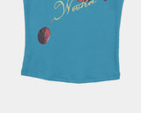 Harpin Flower Print Blue Short Sleeve T-Shirt