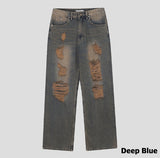 Greener damage wide denim pants