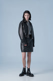 Overfit curved leather blouson