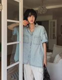 Danish Roll Up Half Denim Shirt