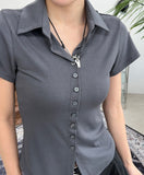 Soft Collar Button T-Shirt