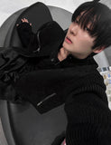 Deep Black Knit Suede Jacket