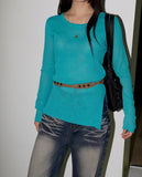 Juren Side Slit Linen Long Sleeve Knitwear