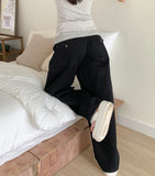 Daily Back Pocket Back Point Wide Cotton Pants