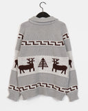 Dumong Deer Nordic Overfit Two-Way Knit Zip-Up Cardigan