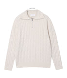 Cable pullover half zip-up knit