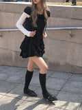 Lotte Dot Frill Ribbon Slim Short Sleeve Blouse