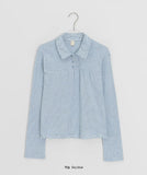 Moonta Stripe Frill Collar Long Sleeve Tee