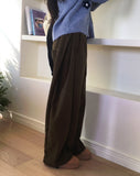 Kinp Corduroy Side Pin Tuck Two-Way Brushed Pants