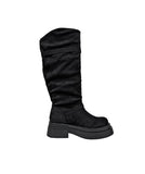 Double Buckle Suede Platform Sole Long Boots