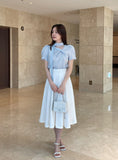 Byen Twist Scarf Short Sleeve Blouse