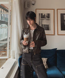 Snug Vintage Cropped Leather Jacket