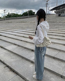 Show Light Blue Denim Wash Wide Pants