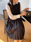 [Ribbon Brooch Set] Zenia Collar Shirred Blouse