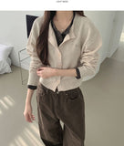 Wool Pendant High-Quality Color Matching Layered Cardigan