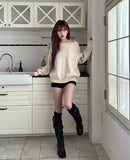 Courtner Two-Way Cable Boat Neck Knit