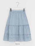 Betel Layered Check Midi Skirt