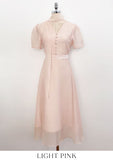 Hanin V-neck Chiffon Tie Short Sleeve Long One Piece