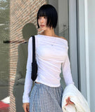 SHIRRING OFF-SHOULDER TEE