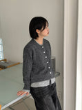Tichins Color Matching Layered Wool Round Knit Cardigan