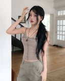 Mobi Ruffle Lace Ribbed Sleeveless