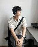 Millet Button Collar Short Sleeve Knit