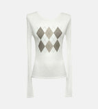 Argyle See-Through Long Sleeve T-Shirt
