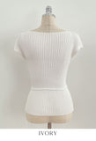Dare Boat Neck Ribbed Cap Sleeve Knit(Belt Set)