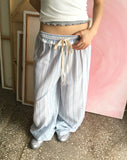 Niku Stripe Frill Banding Wide Pants
