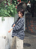 [MADE] Riche Over Boxy Check Long Sleeve Wrinkle Shirt