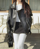 Noem Collar Overfit Leather Jacket