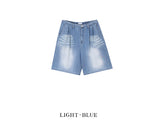 Summer ice cooling denim pants short ver.