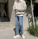 Deep regular denim pants