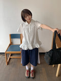 Seputte Shirring Frill Short Sleeve Blouse