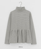 Hokam Brushed Stripe Frill Turtleneck Tee