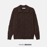 Orchid wool collar long cardigan