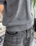 Pad Pigment Collar Knit Short Sleeve