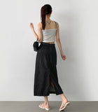 Summer Cooling Non-Fade Back Slit Loose H-Line Long Denim Skirt