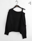 Aribel Unbalance One Off Shoulder Strap Long Sleeve Knit
