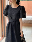 Endel Puff Jacquard Flare Long One Piece
