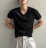 Ice Tencel V-neck Short Sleeve Knit