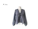 Anna Stripe Lace Frill Layered Blouse