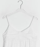 Omill Lace Shirring Sleeveless Midi Layered One Piece