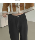 Winter Brushed Thick Cut Banding Wide Cotton Pants