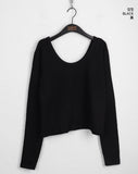 Off Shoulder Loose Fit Deep U Neck L/S T