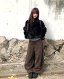 Naru Duffle Button Fur Short Jacket